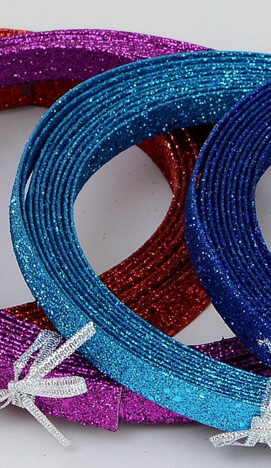15ft Glitter Ribbon Dec Aqua