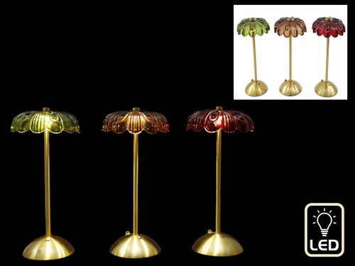 30Cm Glass Flower Touch Lamp 3 Asst