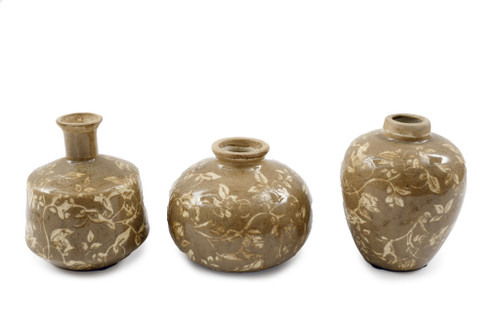 13X10Cm Brown/Cream Leaf Vase