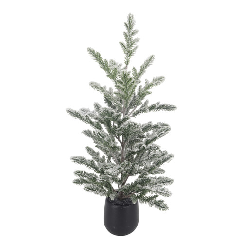 Snowy Pine Tree in Black Pot - H58cm