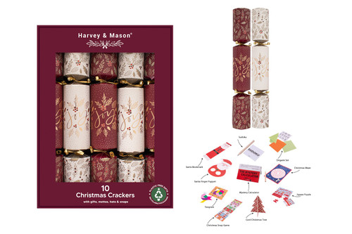 10 X 14" Burgundy Joy Xmas Crackers