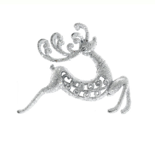 Glitter Dancing Reindeer Hanging Decoration - Silver - 17cm