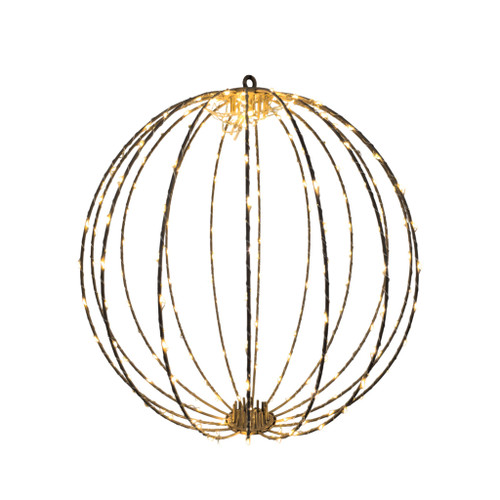 Gold Wire Hanging Globe with LED Lights & 6Hr Timer - Warm White - 40cm