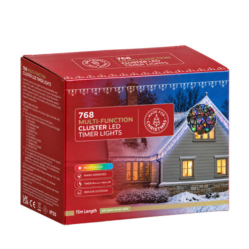 LED Cluster Lights  Twinkle Effect 768 - Multi - Length 700cm
