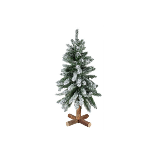 OAK Creek Flocked Tree With Wood Base
