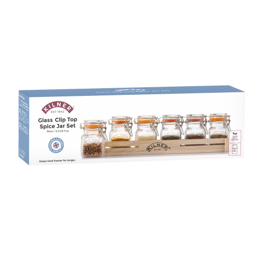 Kil Glass Clip Top Spice Jar Set 6