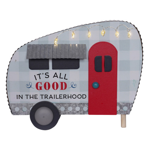 Wooden Caravan "Its all good" with LED 20.5x16.5cm