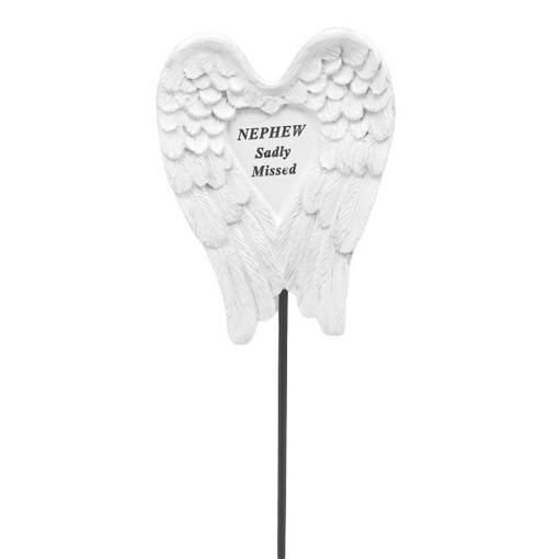 Wife White/Silver Angel Wings Stick 8x6cm