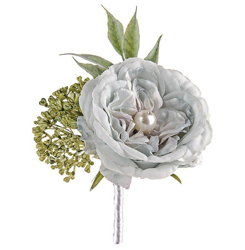 Pearl Wedding Rose Corsage Blue