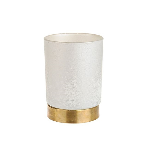 Frosted Tlight Holder With Gold Base 12Cm