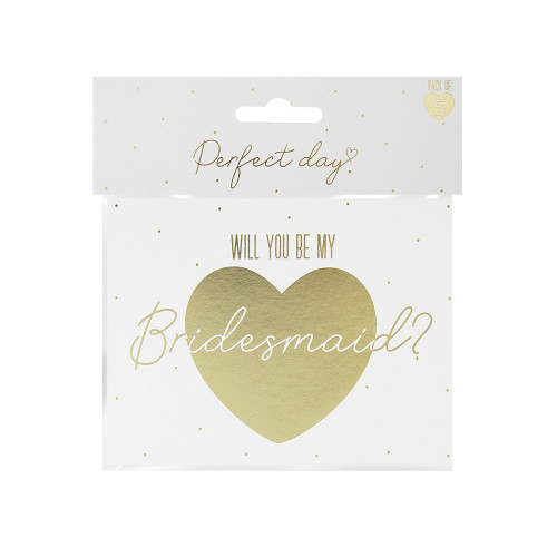 Gold Heart Bridesmaid Request Cards