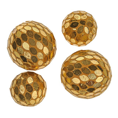 Decorative Mirror Ball Gold Set Of 4