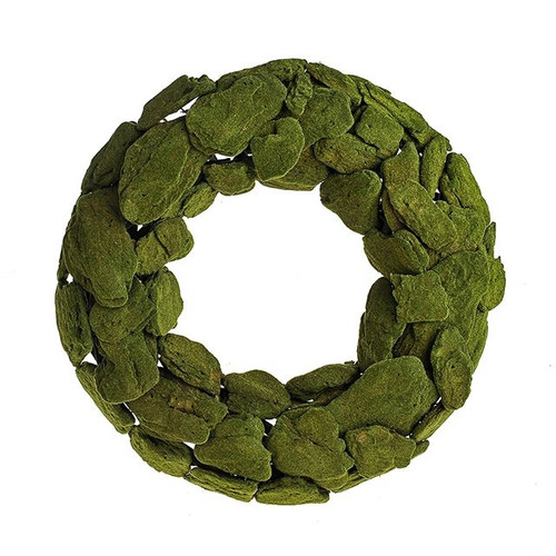 Flocked Bark Wreath Green