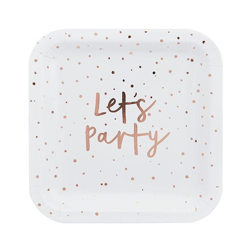 Paper Plates Lets Party Rose Gold Pk10