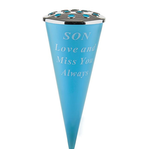 Memorial Cone Vase Son Lt Blue