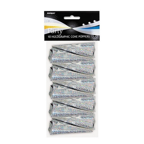 Party Poppers Silver 10Pk