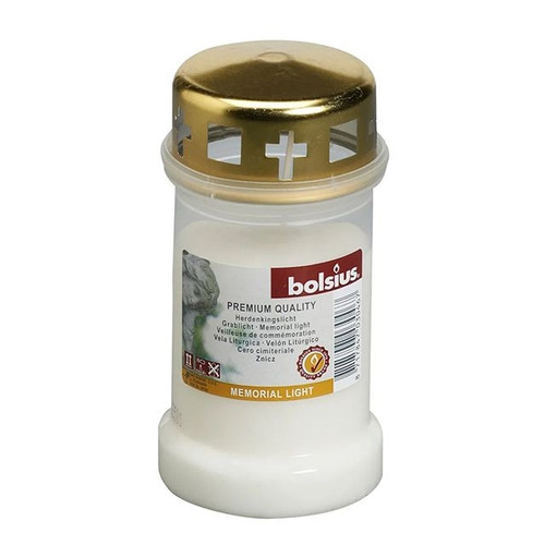 Bolsius Memorial Candle Wht Gold Top 50Hr