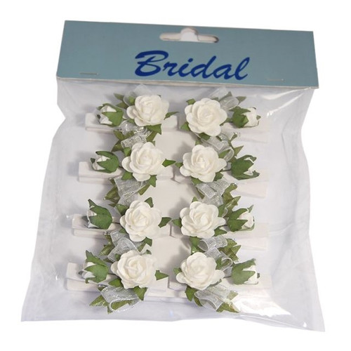 Rose Spray Clips X 8 White