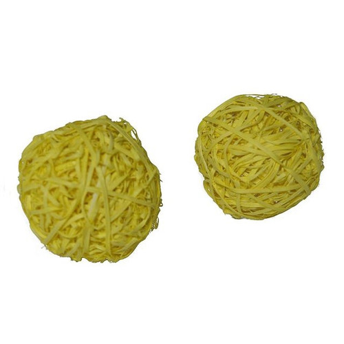 Rattan Straw Ball Yellow 8Cm