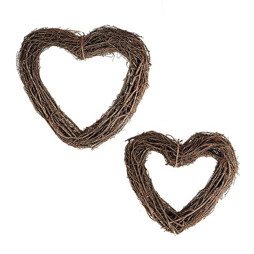Wreath Heart Natural Pine Twig Set Of 2