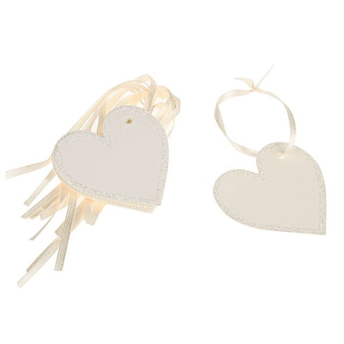TAG Heart With Ribbon Ivory