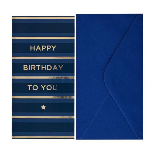 Gift Bag Happy Birthday To You Blue & Gold Money Wallet