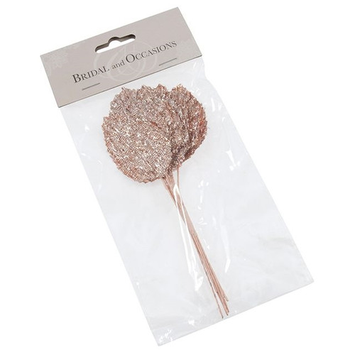 Leaf Glitter Rose Gold 12 Pieces