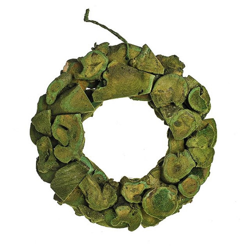 Flocked Wood Wreath Green