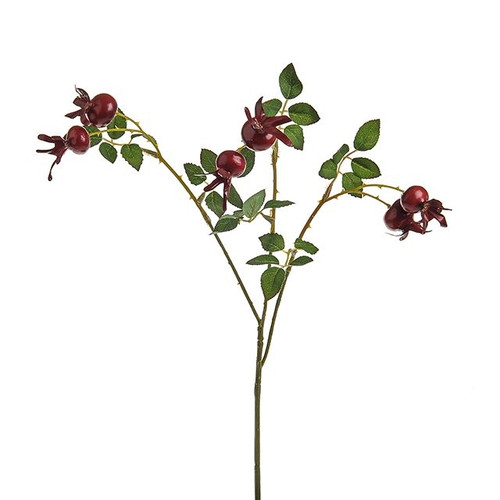 Rosehip Spray Dark Red 47Cm