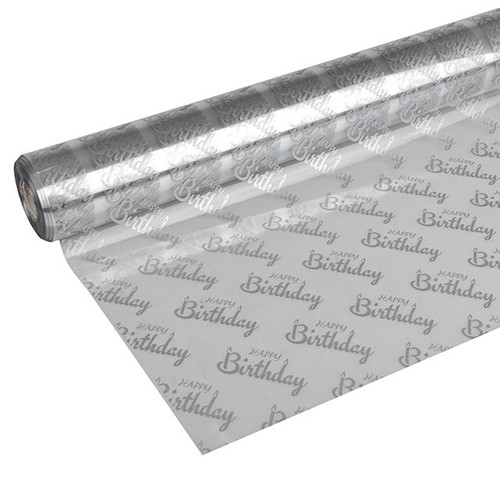Cellophane Happy Birthday Silver