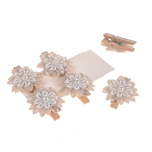 Jute Fabric Flower Pegs Polka Dots