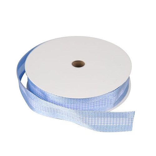 Ribbon Gingham Satin Edge Baby Blue