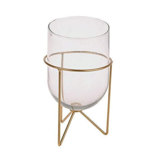 Hema Glass Pot On Gold Stand S