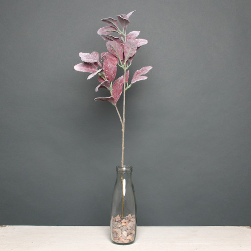 Lambs Ear Flocked Glitter Stem Burgundy