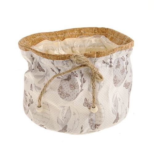 Delicate Print Fabric Pot Cover Plastic Lined Larg