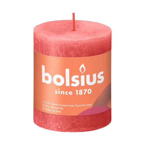 Bolsius Rustic Shine Pillar Candle 80 x 68 - Blossom Pink