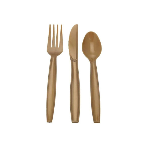 Gold Assorted Cutlery (Knife Fork Spoon) (x18) (12/72)