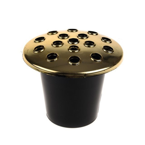 Grave Vase Black With Gold Lid