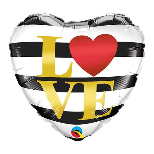 Foil Balloon Heart Horizontal Stripes