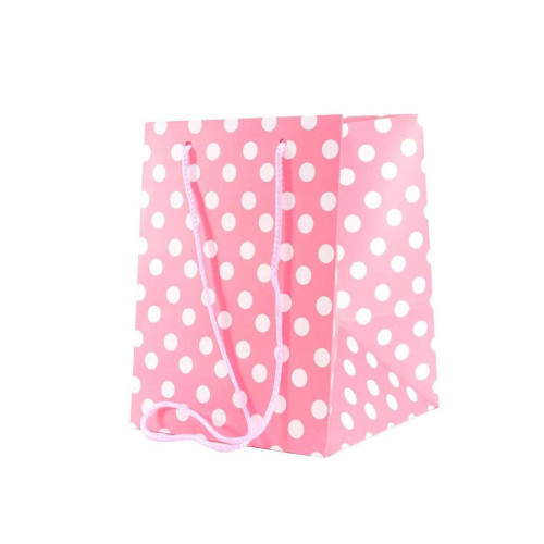 Hand Tie Bag Baby Pink Polka Dot 19x25cm