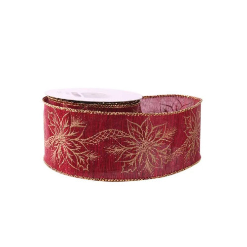RED With Gold Poinsettia Ribbon