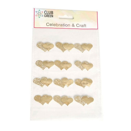 Double Hearts Glitter Gold X12