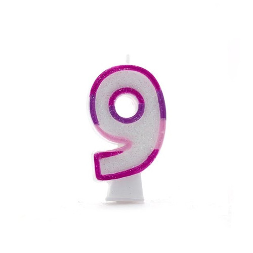 9 Pink Coloured Number Candle