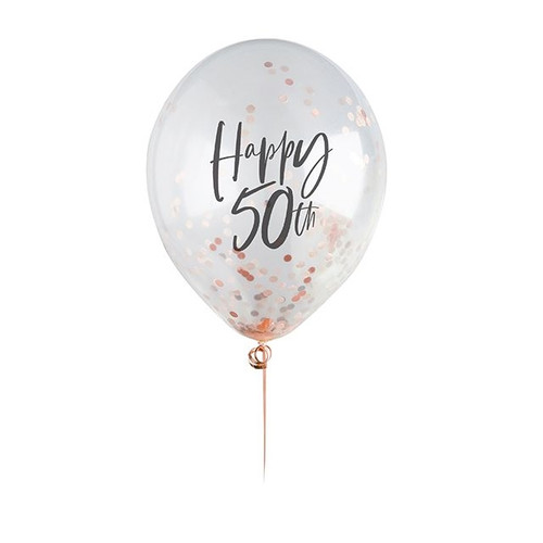 Balloon Confetti 50Th Rose Gold 5Pk
