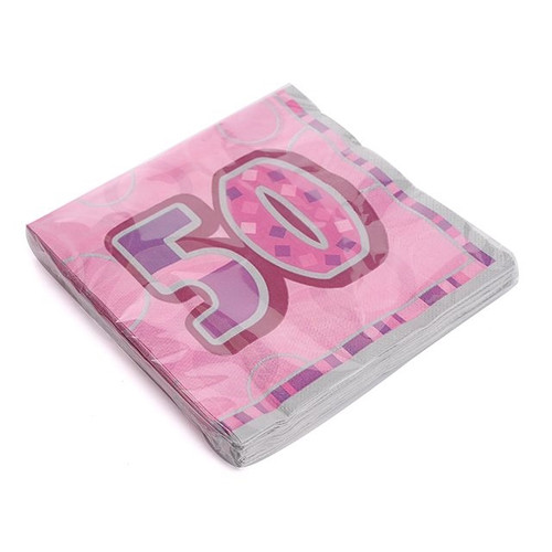 Napkins Pink Glitz Age 50