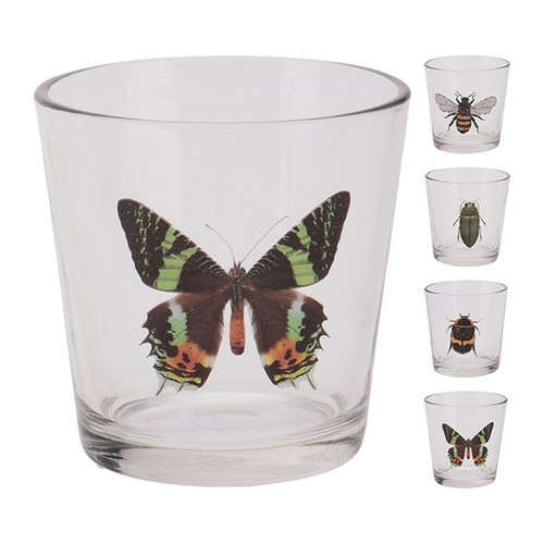 Tealightholder Glass With Animal Print 4 Assorted
