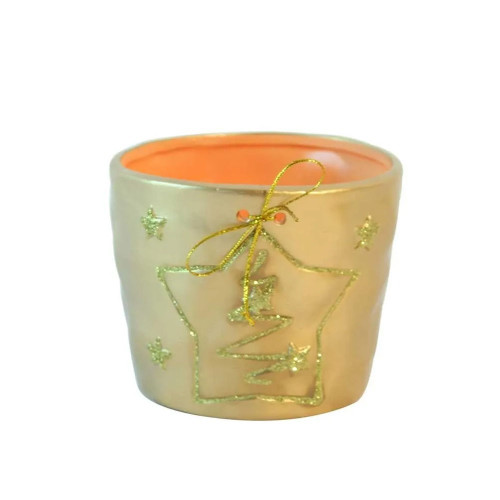10.5cm Gold Christmas Tree Flower Pot (12.3x12.3x9.3cm) (1/24)