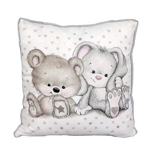 Cushion Natural Rabbit And Bear Print 2 Asrt 40Cm