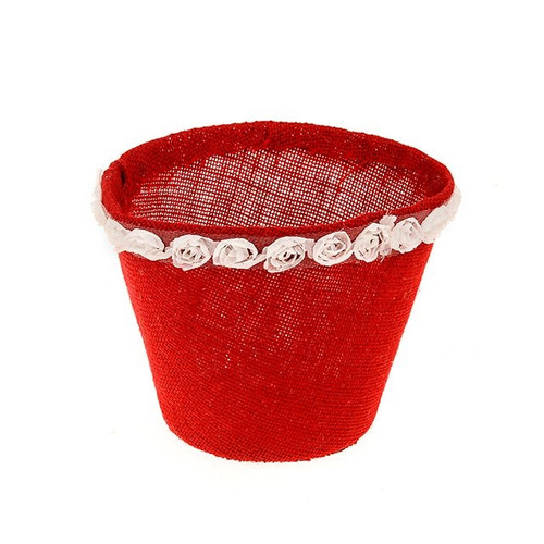 Rose Jute Pot Plastic Lined Red Large