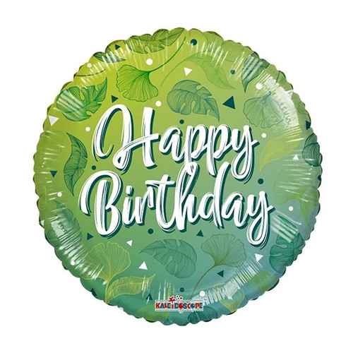 Balloon Eco Happy Birthday Green Leaves